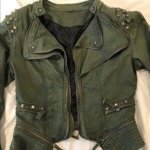 Distressed Green Motto Jacket